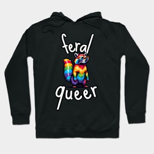 Feral Queer Rainbow LGBT Pride Raccoon Hoodie